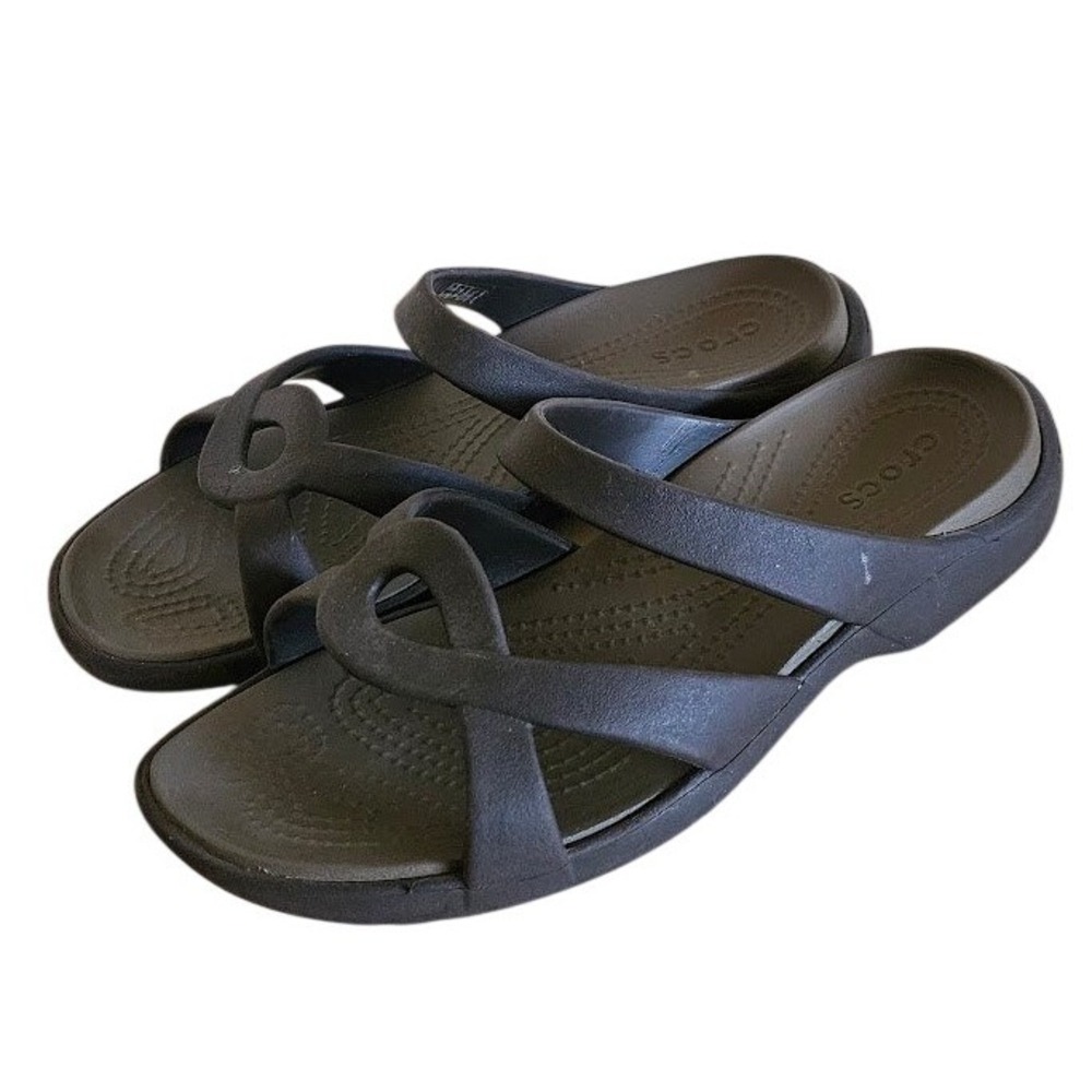 Crocs Meleen Twist Sandals Womens 8 Espresso Brown Slip On Comfort Slides